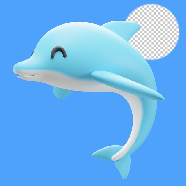 PSD ilustração 3d de golfinho fofo