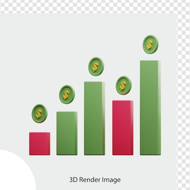 PSD ilustração 3d de gráfico financeiro em ascensão do dólar