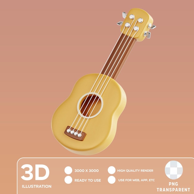 PSD ilustração 3d de guitarra acústica psd