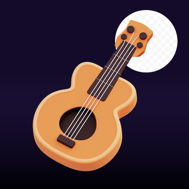 PSD ilustração 3d de guitarra