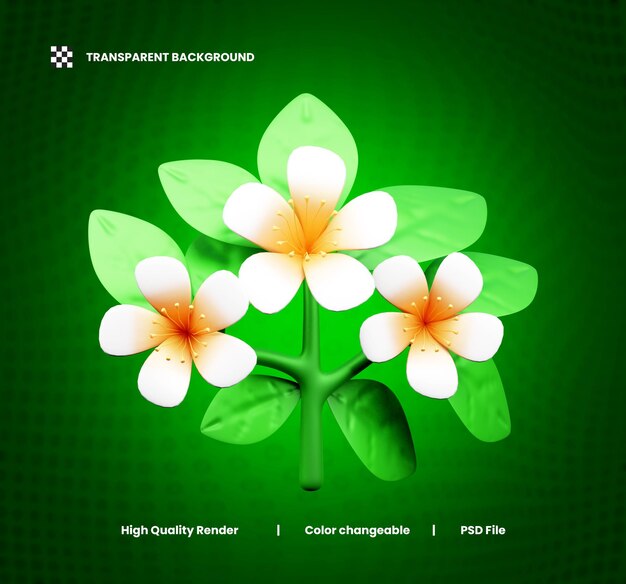 PSD ilustração 3d de ícone de flor ou ilustração de ícone web 3d de planta floral