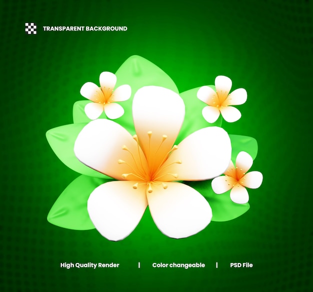 PSD ilustração 3d de ícone de flor ou ilustração de ícone web 3d de planta floral