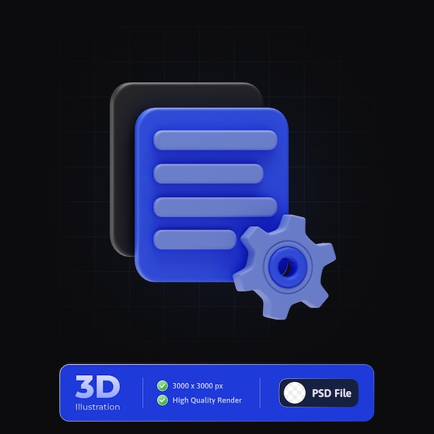 PSD ilustração 3d de ícone de processo analítico de negócios