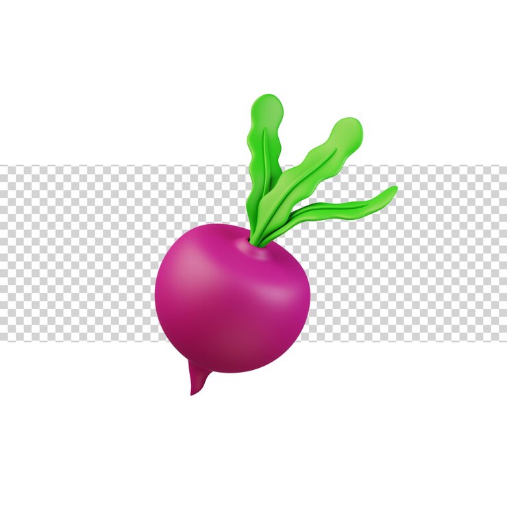 PSD ilustração 3d de ícone roxo-púrpura de rabanete isolado