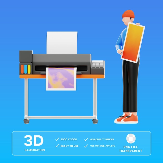 Ilustração 3D de Impressão em PSD