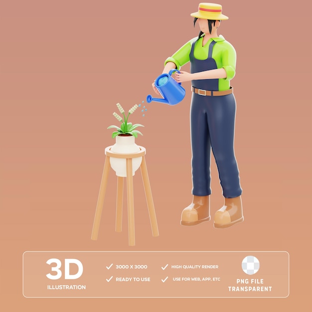 Ilustração 3D de jardinagem PSD