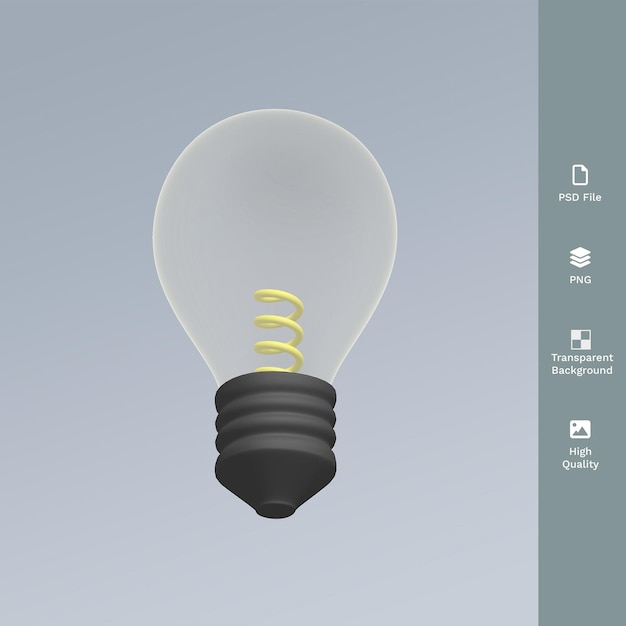 PSD ilustração 3d de lâmpada psd editável