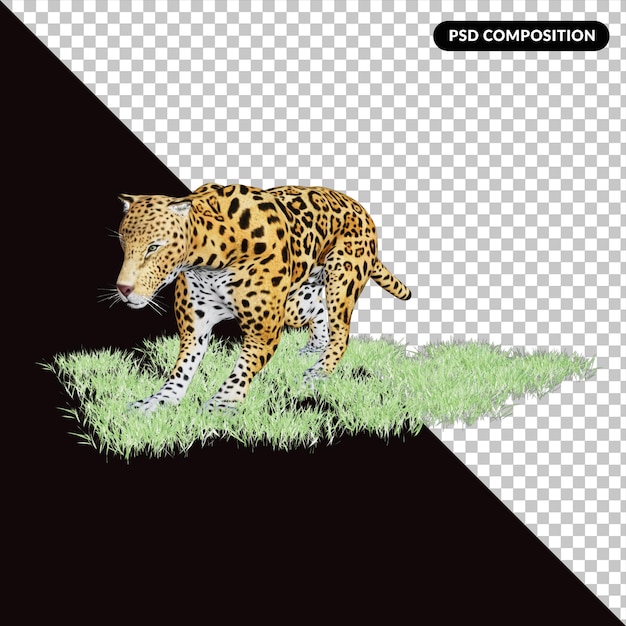 PSD ilustração 3d de leopardo animal selvagem