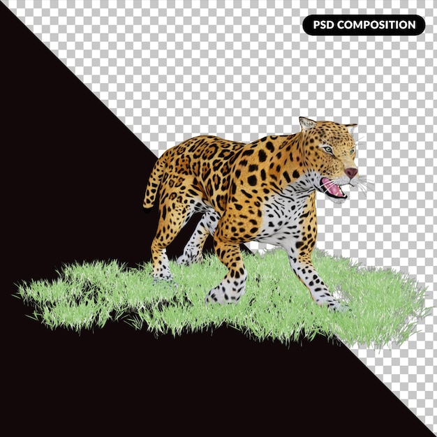 PSD ilustração 3d de leopardo animal selvagem