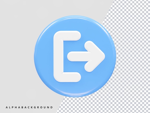PSD ilustração 3d de logout do ícone de saída tornando-se transparente