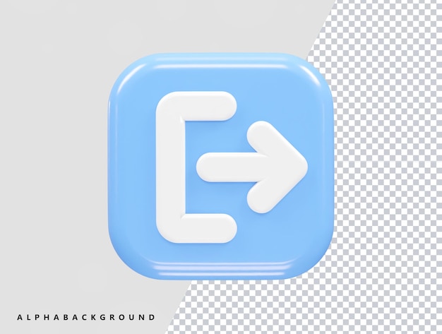 PSD ilustração 3d de logout do ícone de saída tornando-se transparente