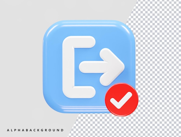 PSD ilustração 3d de logout do ícone de saída tornando-se transparente