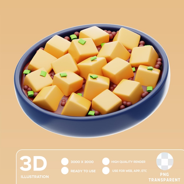 Ilustração 3d de mabo tofu