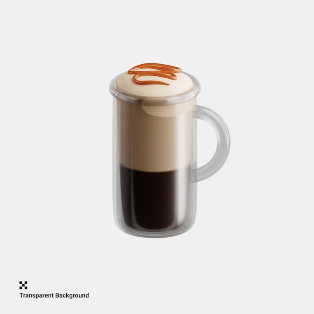 Ilustração 3D de Macchiato de Caramelo Decadente para goleadas doces