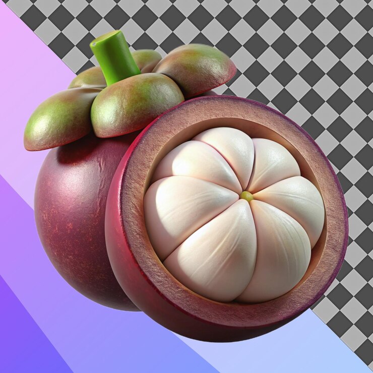 Ilustração 3D de Mangosteen Render de Frutas Vibrantes