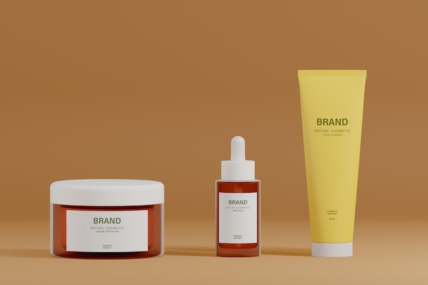 Ilustração 3D de maquete de recipiente cosmético em branco