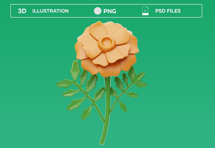 PSD ilustração 3d de marigold