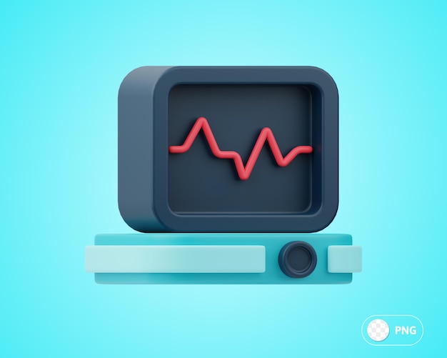 Ilustração 3D de medicina do monitor de ECG