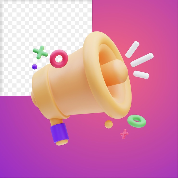 PSD ilustração 3d de megafone de ícone de negócios