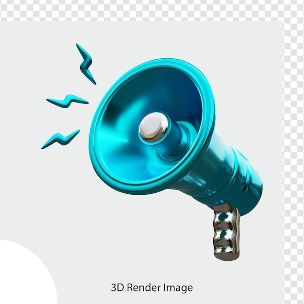 Ilustração 3d de megafone de promoção financeira