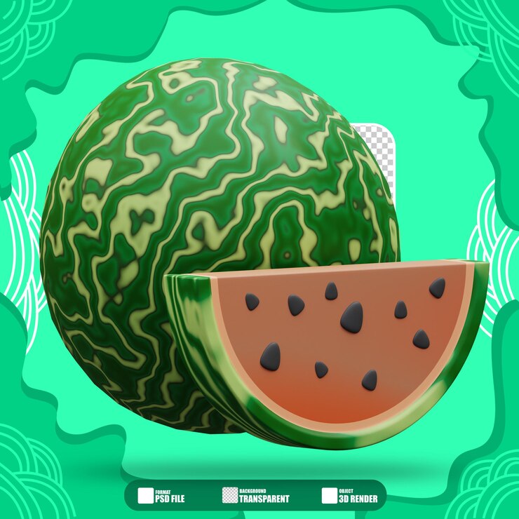 PSD ilustração 3d de melancia 2