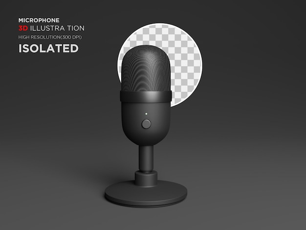 ilustração 3D de microfone preto