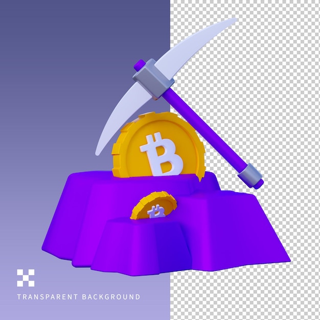 Ilustração 3D de mineração de criptografia PSD