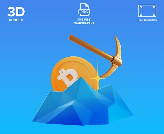 Ilustração 3D de mineração de criptografia PSD