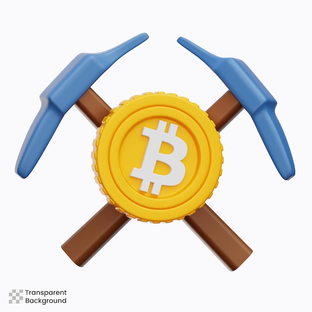 Ilustração 3D de mineração de criptografia