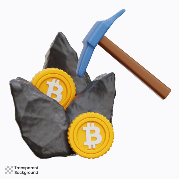 Ilustração 3D de mineração de criptografia