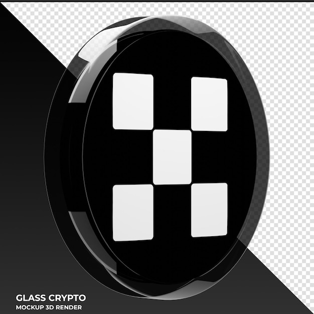 Ilustração 3D de moeda criptográfica de vidro OKB