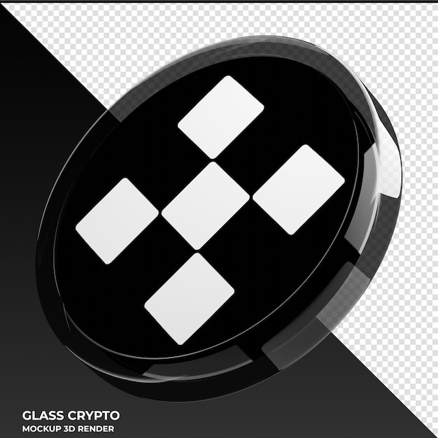 Ilustração 3D de moeda criptográfica de vidro OKB