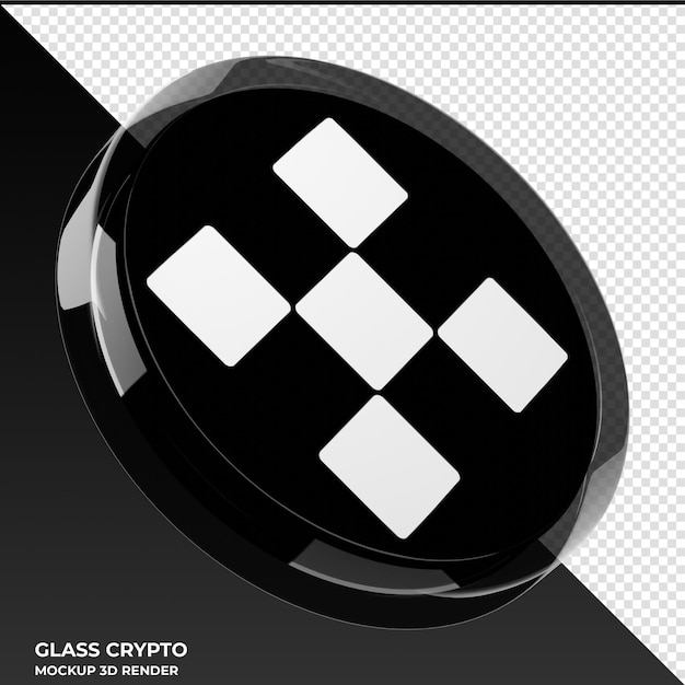 Ilustração 3D de moeda criptográfica de vidro OKB