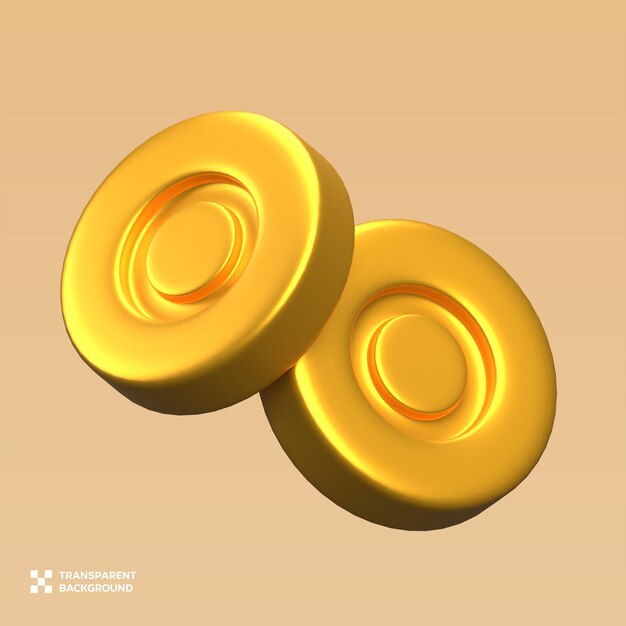 Ilustração 3D de Moeda de Ouro PSD