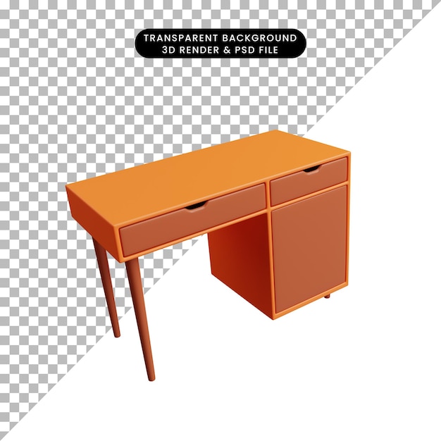 PSD ilustração 3d de móveis de ícones simples