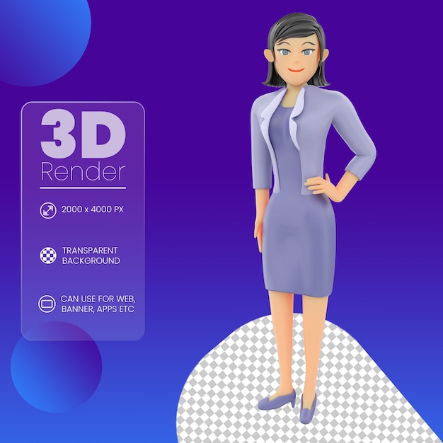 Ilustração 3d de mulher de negócios