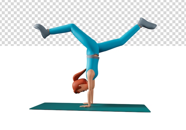 PSD ilustração 3d de mulher fazendo exercícios de ioga