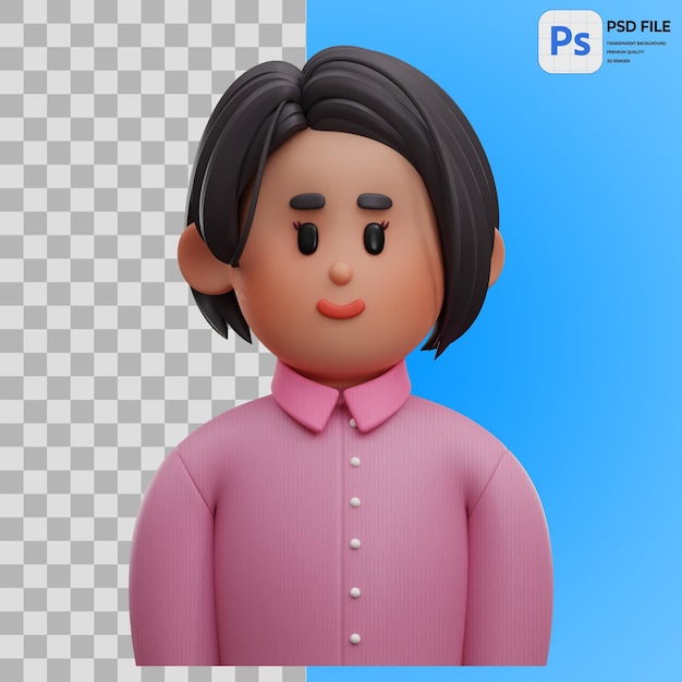 Ilustração 3D de Mulheres Renderização de caracteres do ícone PNG isolado