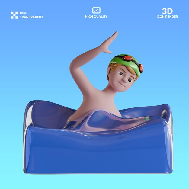 Ilustração 3D de Natação PSD