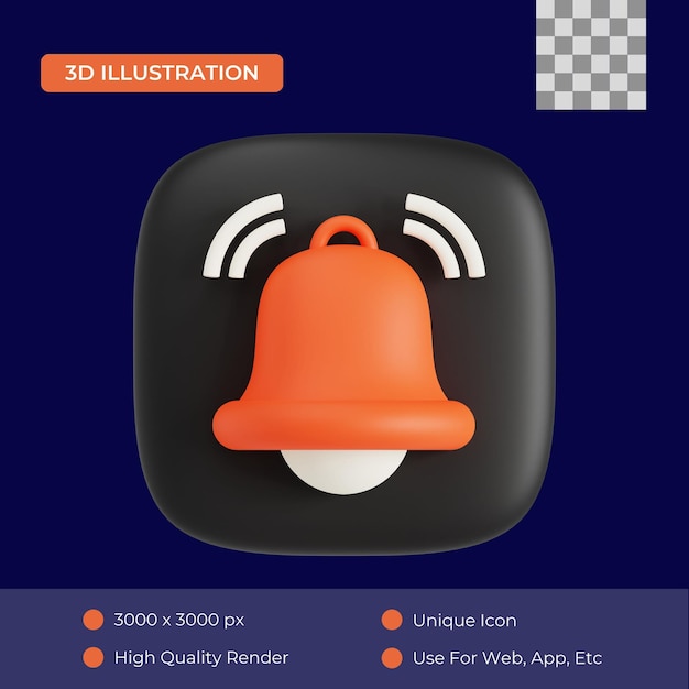 PSD ilustração 3d de notificação