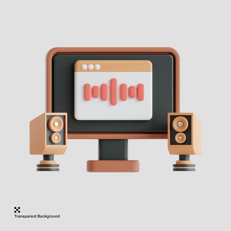 PSD ilustração 3d de ondas sonoras ou visualização de áudio