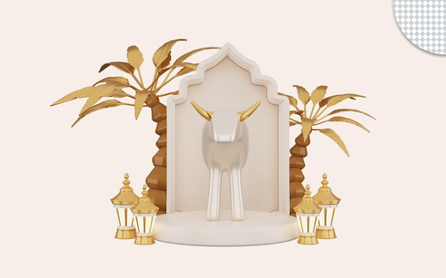 ilustração 3D de ouro eid al adha