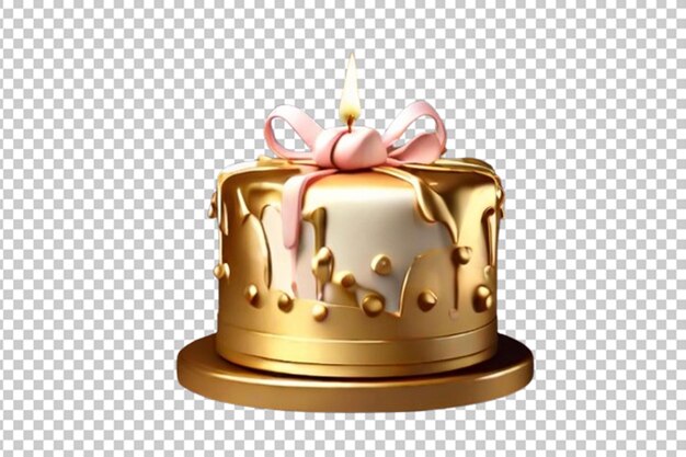 PSD ilustração 3d de ouro lindo aniversário e bolo de dia dos namorados