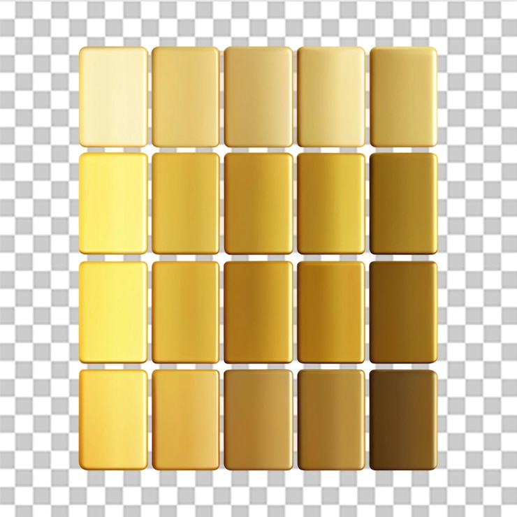 PSD ilustração 3d de paleta de cores de gradiente dourado isolada em fundo transparente