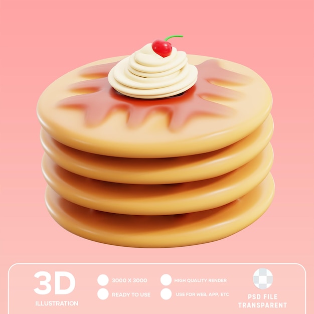 PSD ilustração 3d de panquecas psd