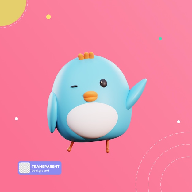 Ilustração 3D de pássaro fofo