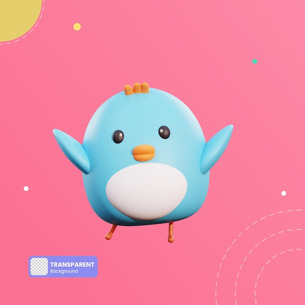 Ilustração 3D de pássaro fofo