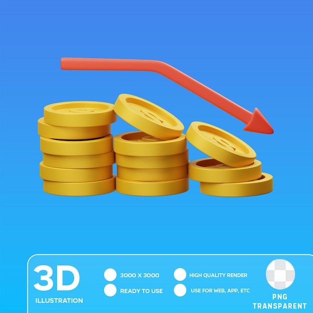 PSD ilustração 3d de perdas de negócios do psd