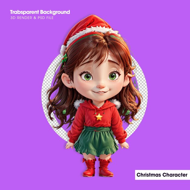 PSD ilustração 3d de personagens de natal bonitos