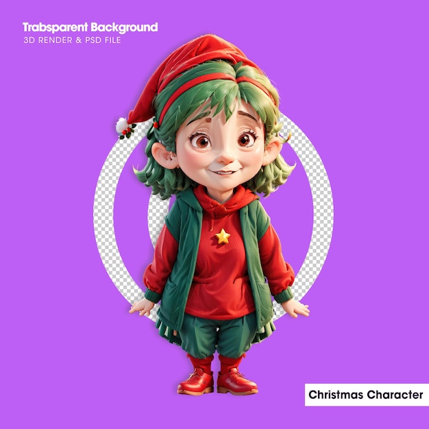 PSD ilustração 3d de personagens de natal bonitos